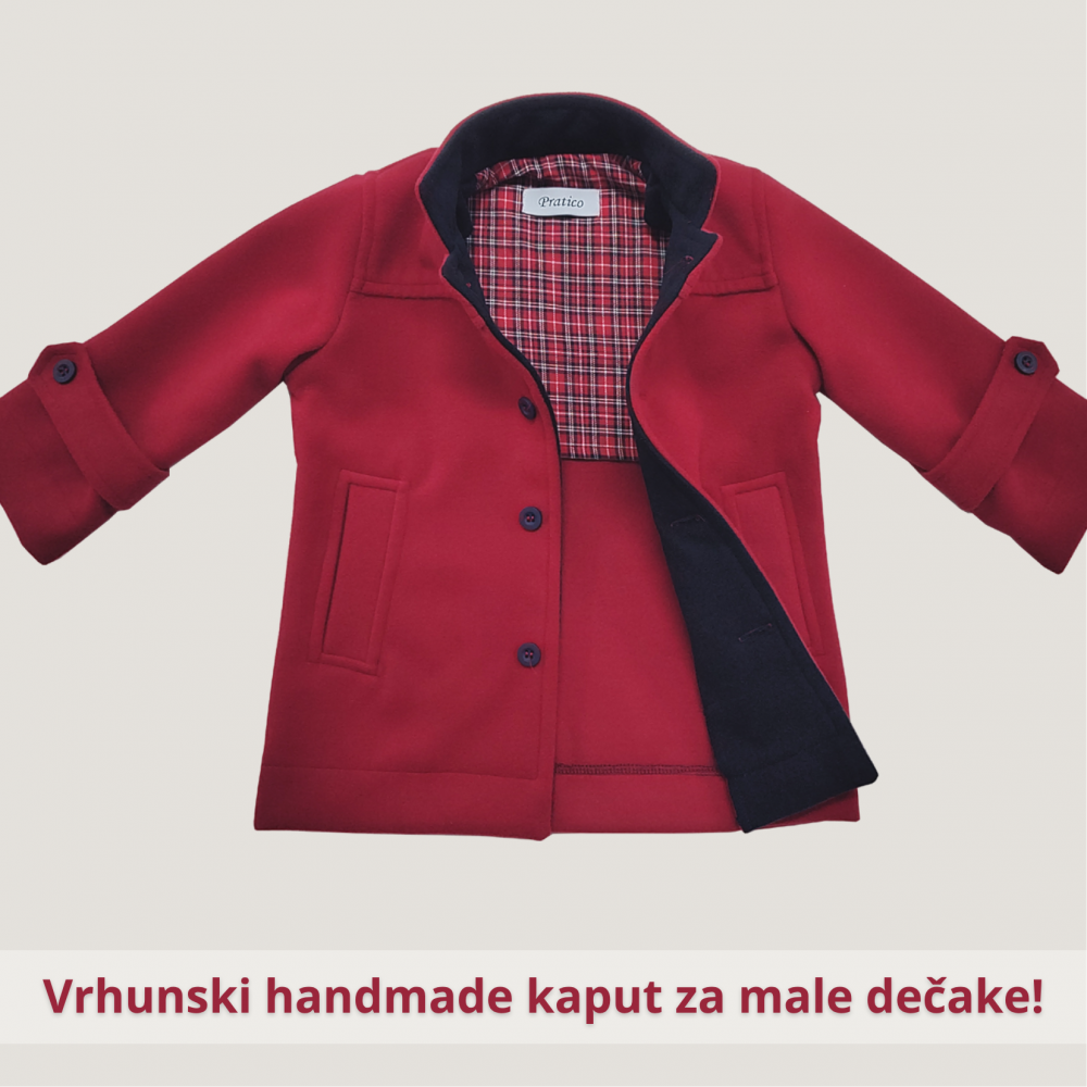 Tamno-crveni/teget kaput za male dečake