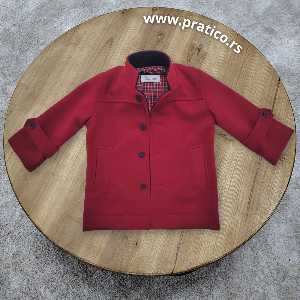 Tamno-crveni/teget kaput za male dečake