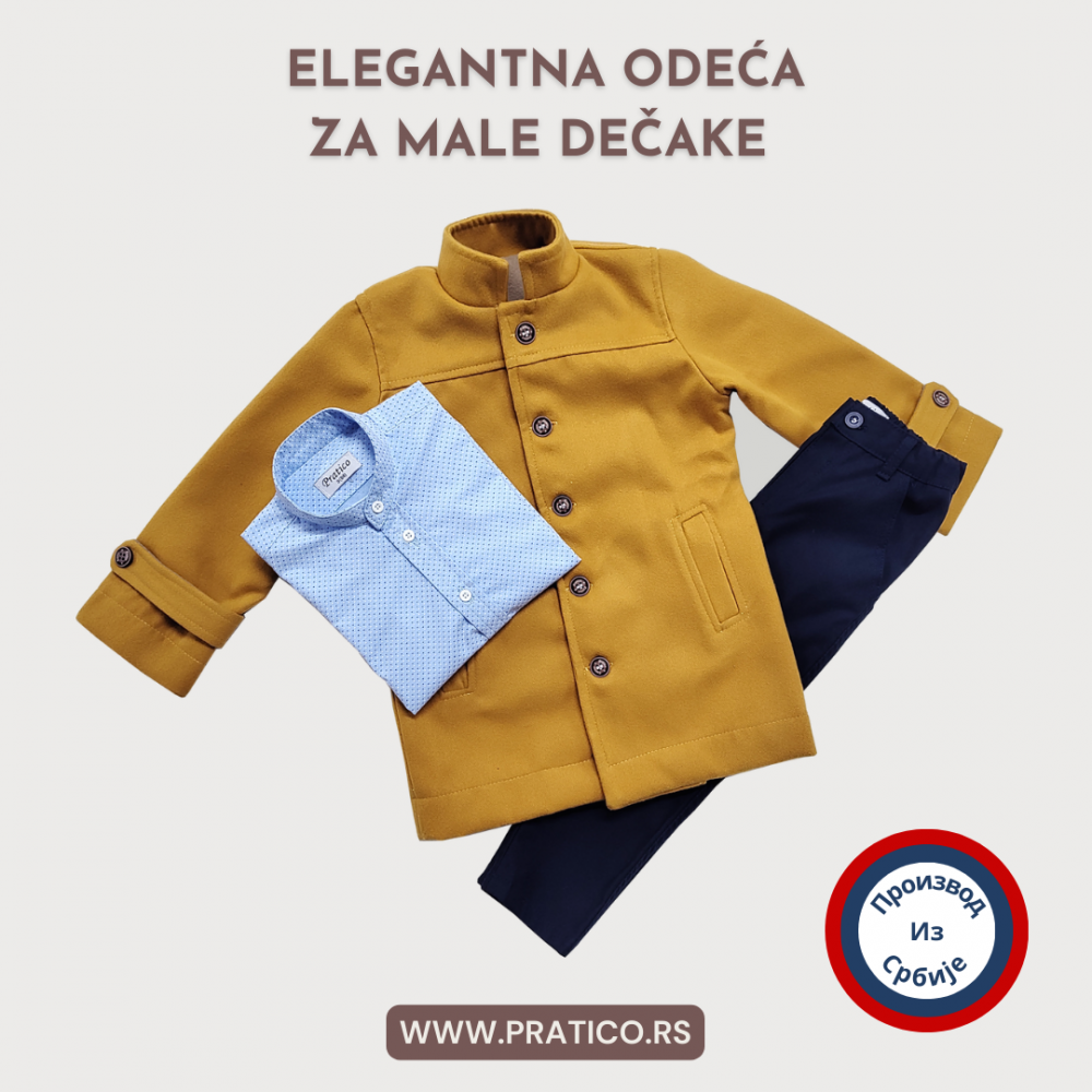 Plavo/oker/teget komplet za male dečake