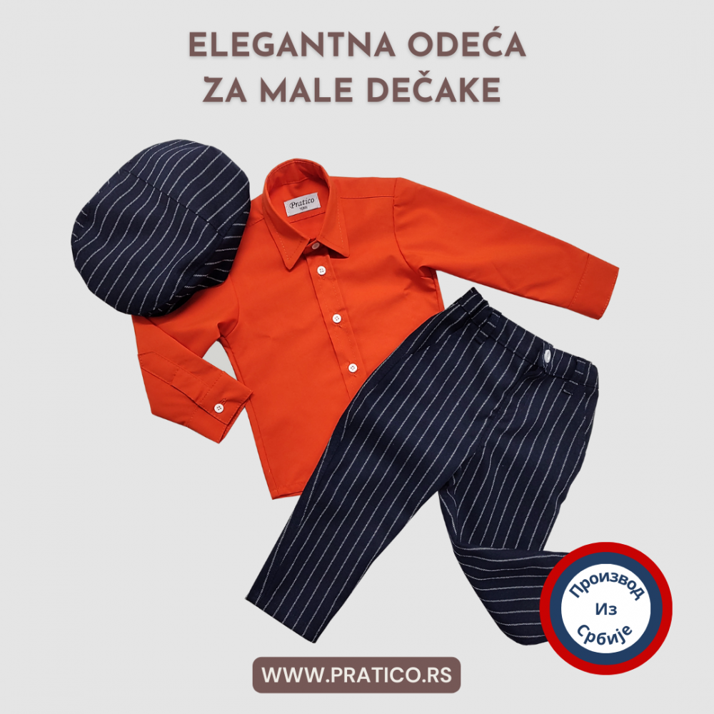 Narandžasto/teget/pruge komplet za male dečake