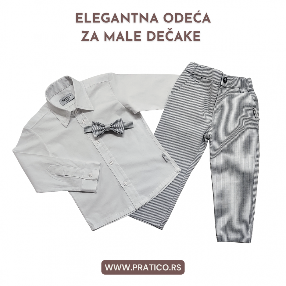 Sivo/beli komplet za male dečake