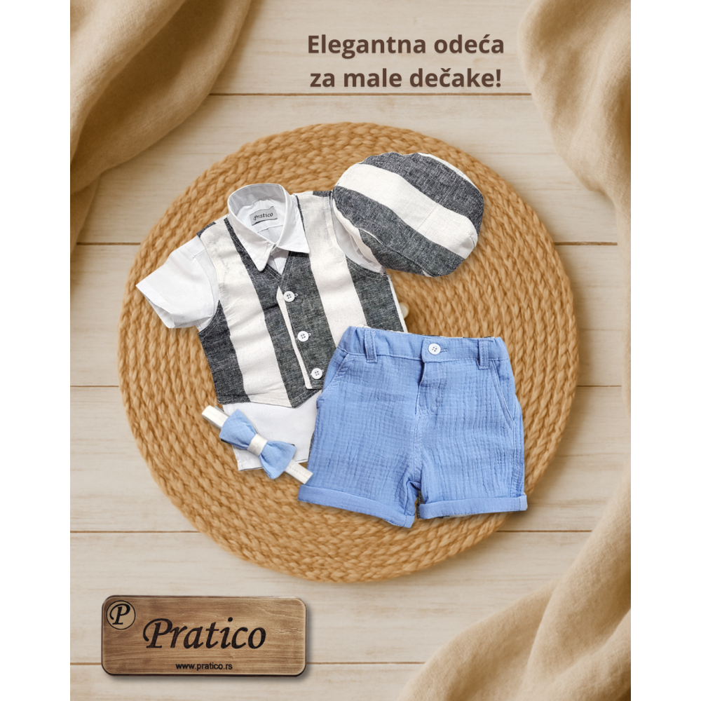 Pruge/plavo/beli komplet za male dečake
