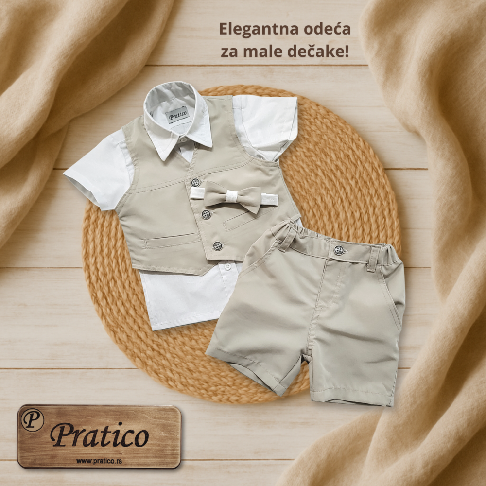 Svetlo-bež (bela-kafa) komplet za male dečake