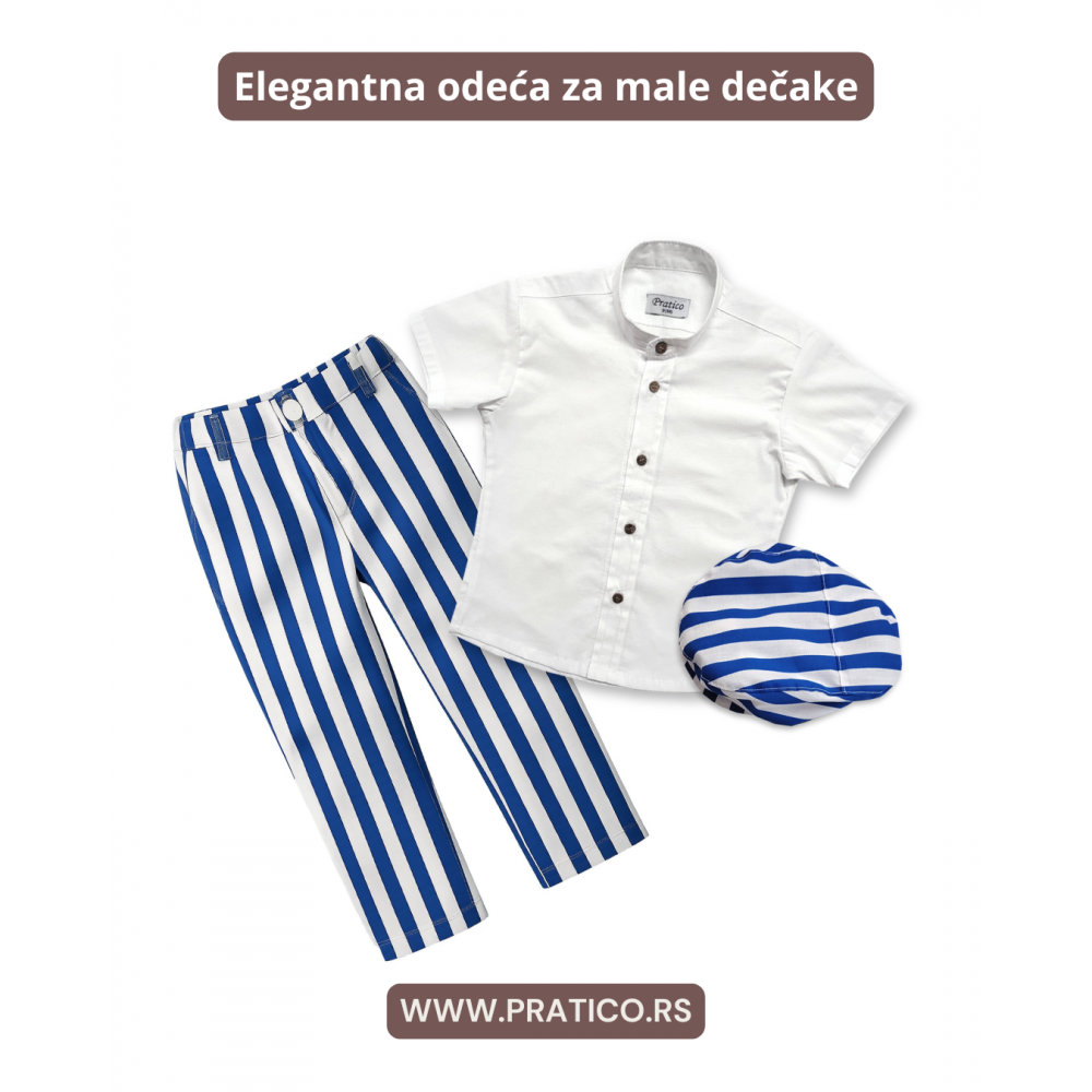 Prugasti plavo/beli komplet za male dečake