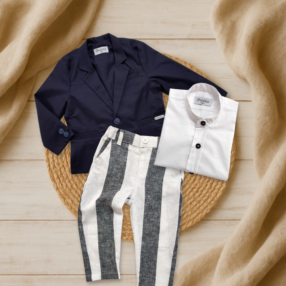 Teget/sivo/beli komplet za male dečake