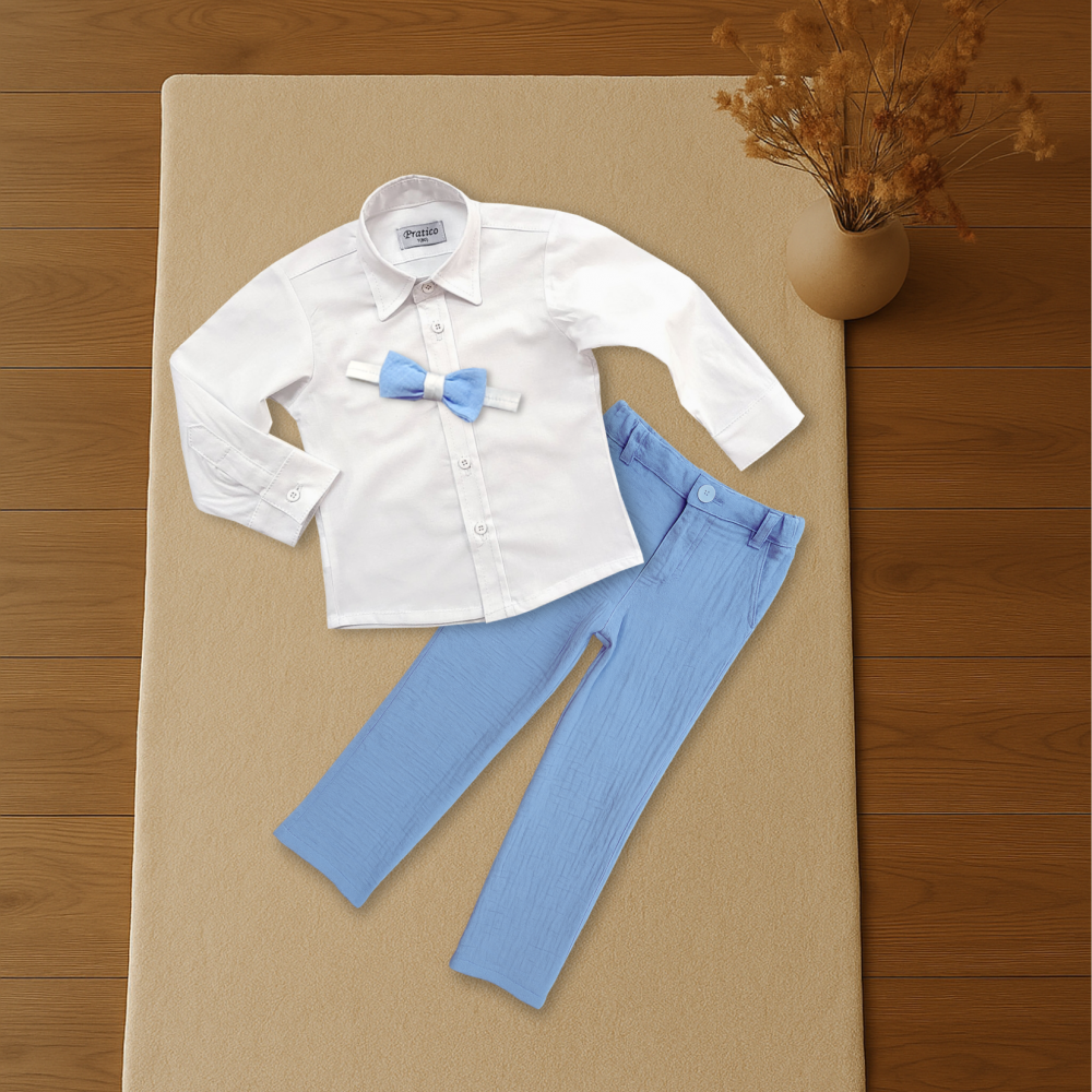 Plavo/beli 3-delni komplet za male dečake