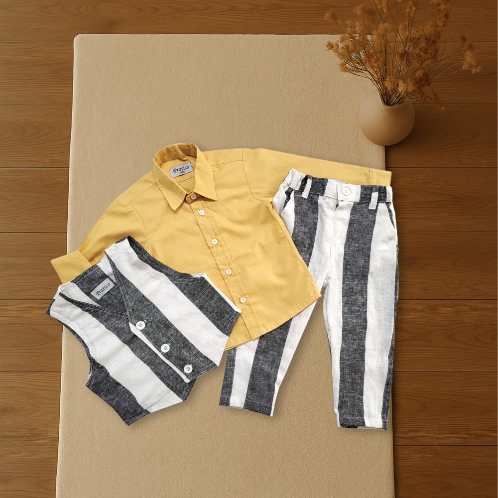 Sivo/belo/žuti komplet za male dečake