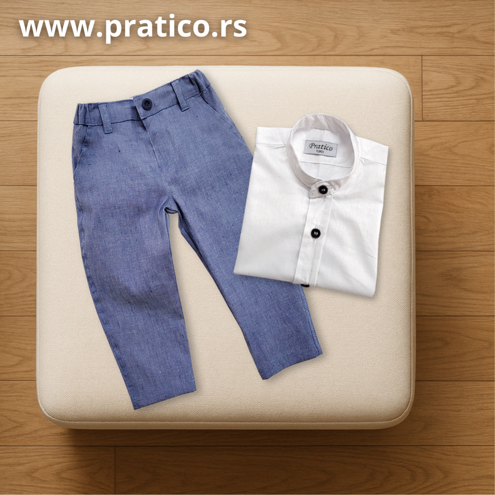 Teksas-plavo/beli komplet za male dečake