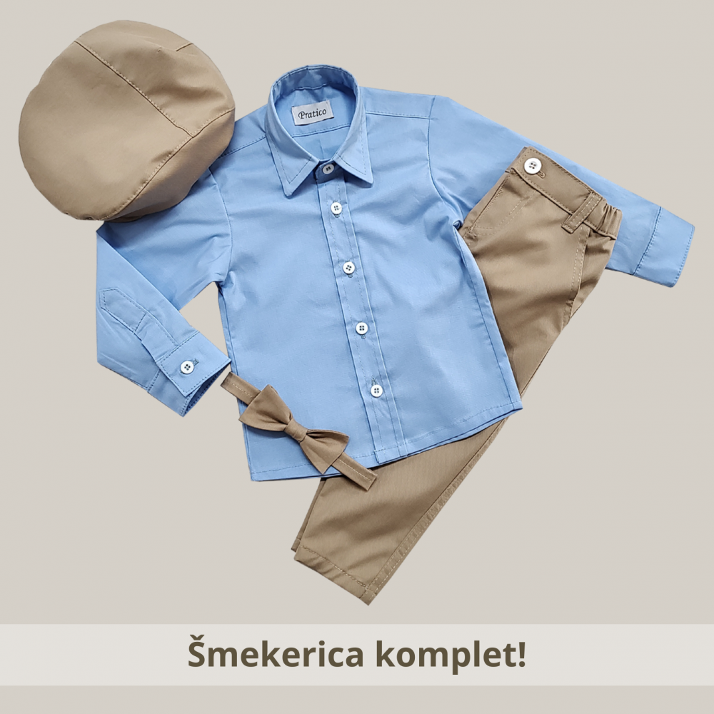 Kapućino-bež/plavi komplet za male dečake