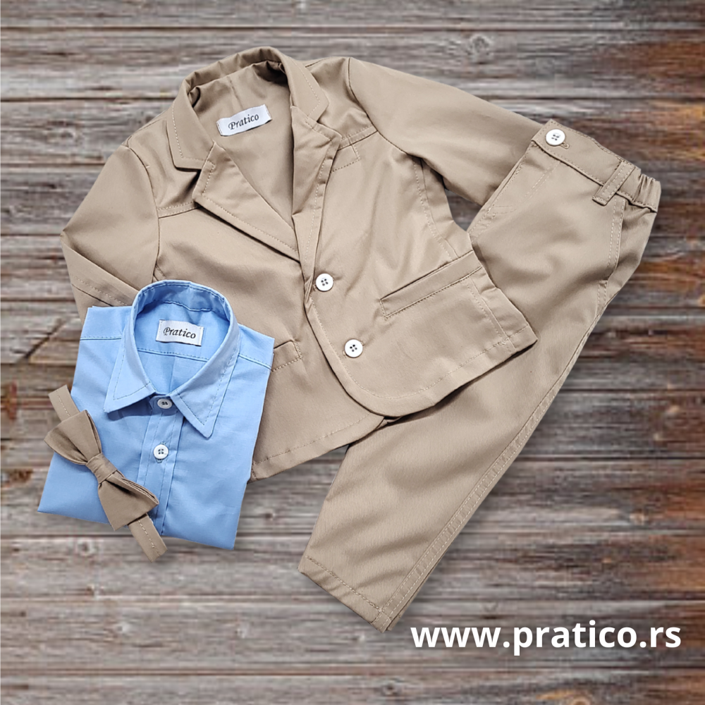 Kapućino-bež/plavi_4 komplet za male dečake