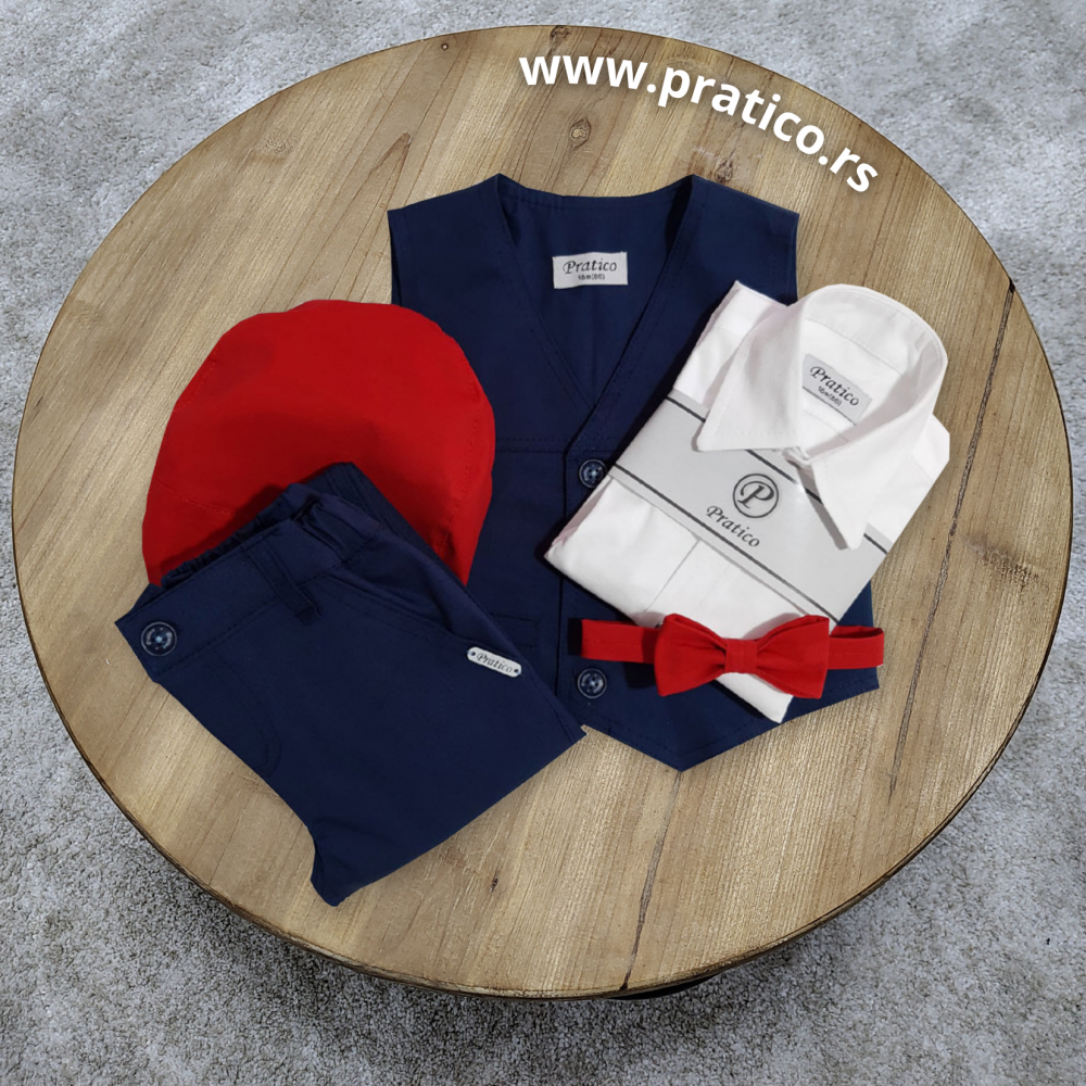 Teget/belo/crveni komplet za male dečake