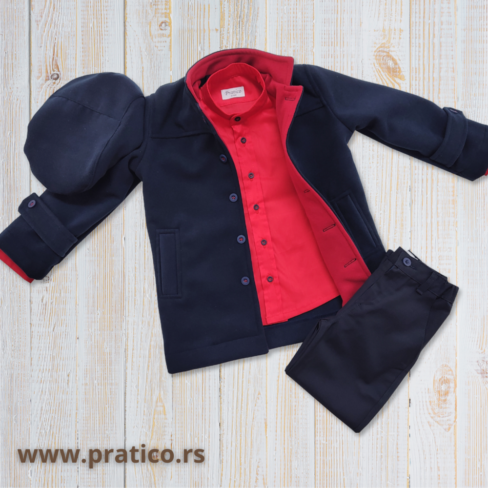 Teget/crveni_2 komplet sa kaputom