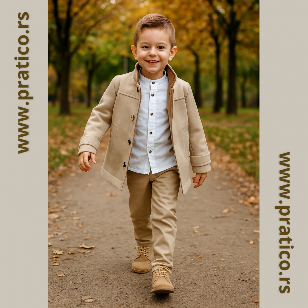 Bež/kapućino/beli komplet sa kaputom