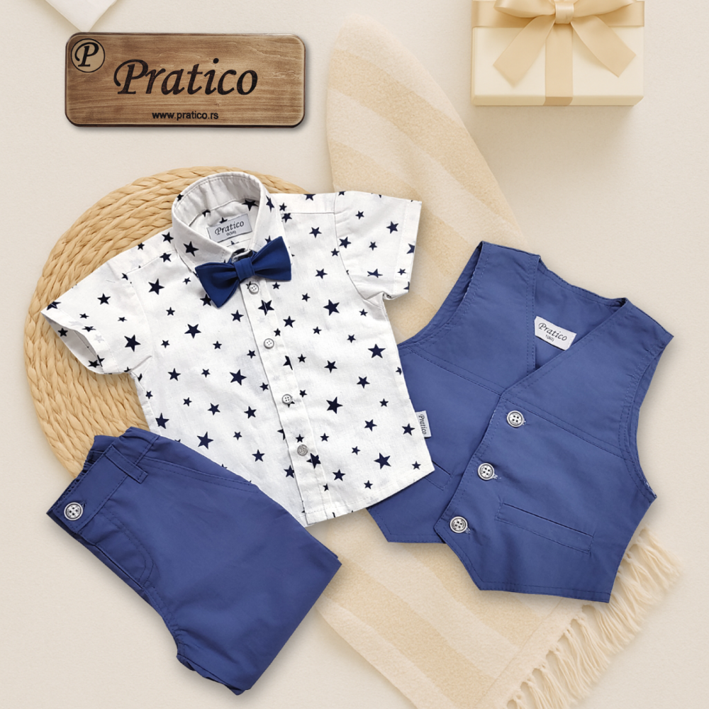 Indigo-plavi/teget-zvezde komplet za male dečake