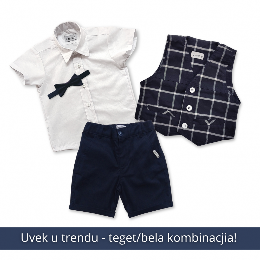Teget/karo/beli komplet za male dečake