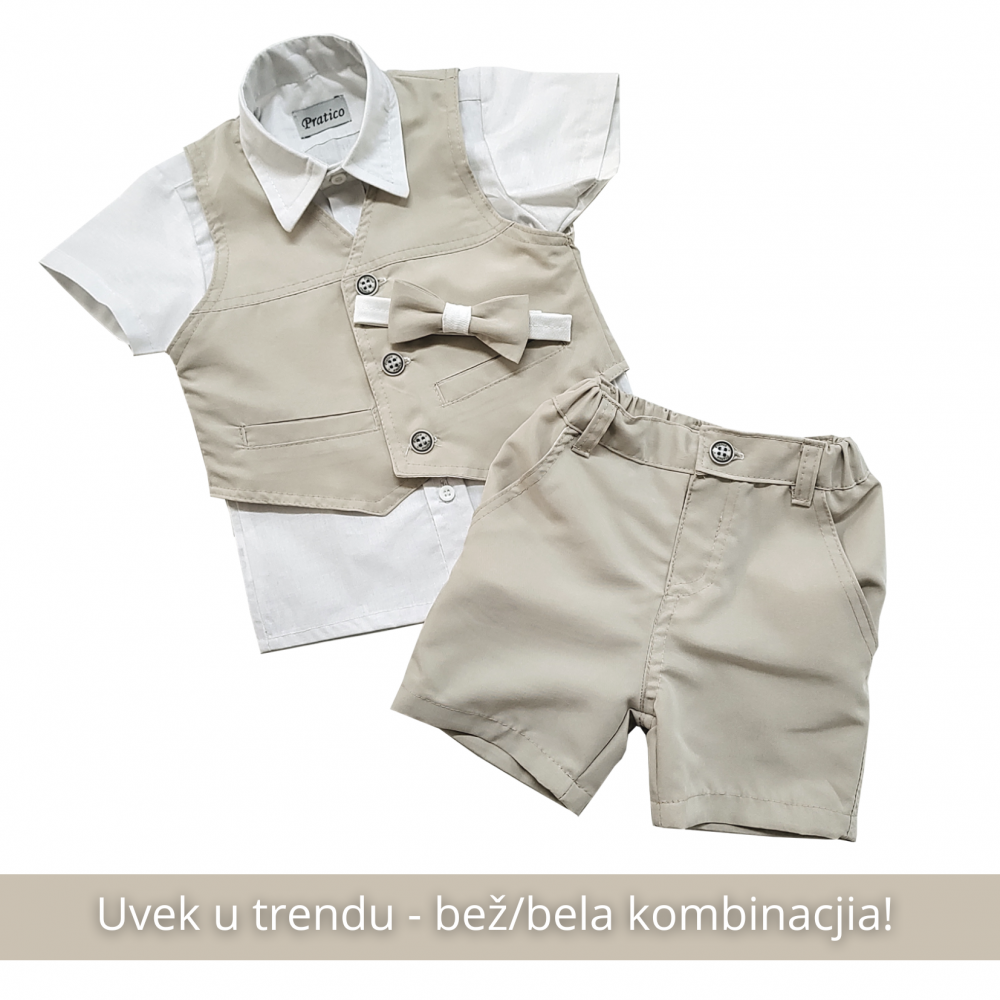 Svetlo-bež  - (bela-kafa) komplet za male dečake