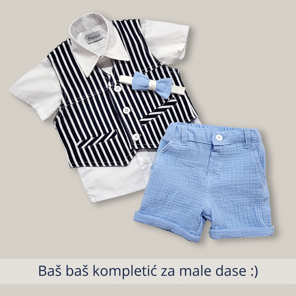 Teget-beli/plavo/beli komplet za male dečake