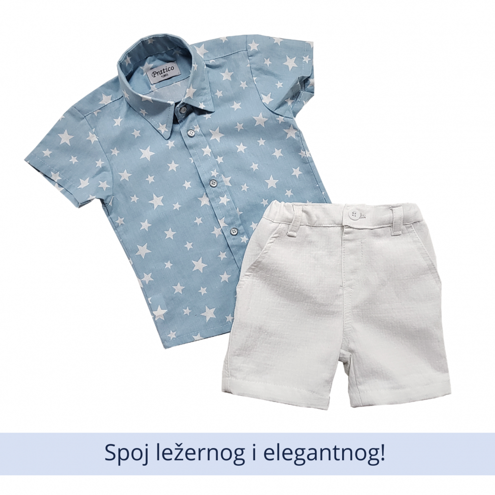 Plavo/beli/zvezde komplet za male dečake
