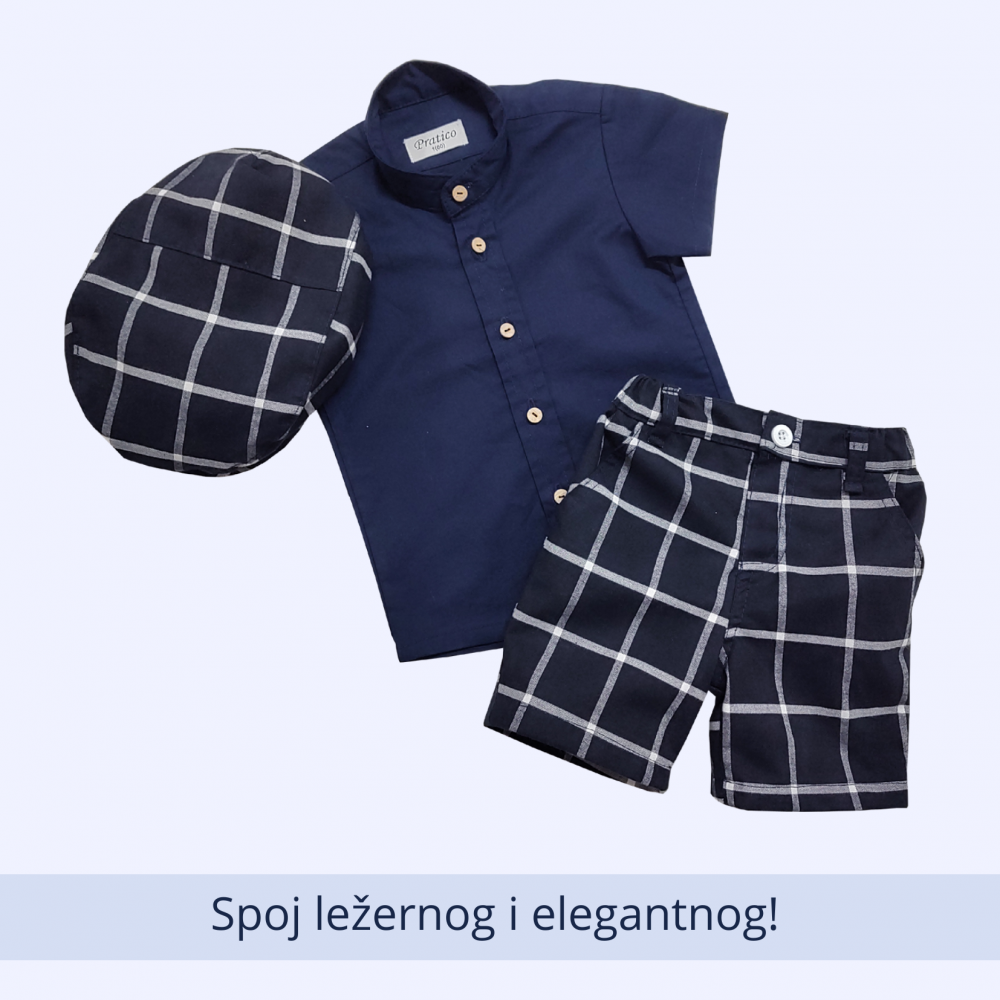 Teget/karirani komplet za male dečake