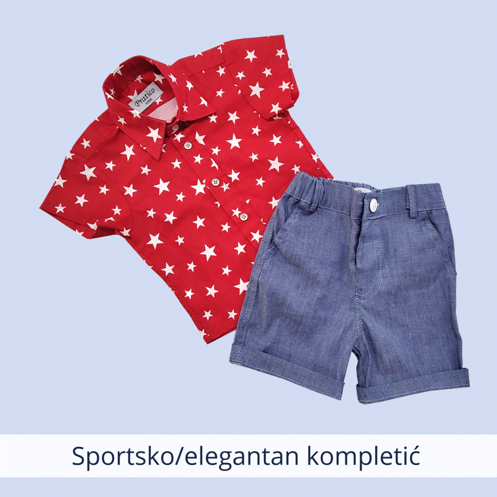 Crveni/teksas/zvezde komplet za male dečake