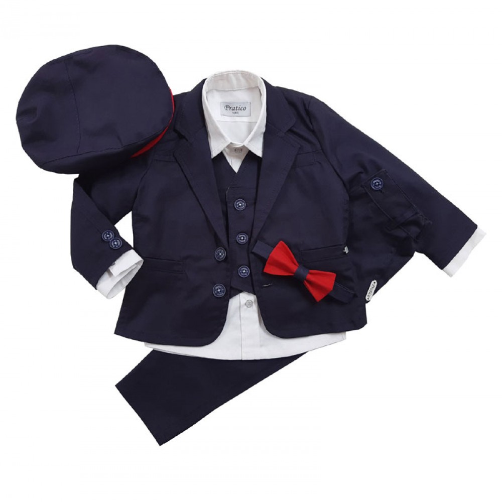 Teget/beli sa crvenim detaljima