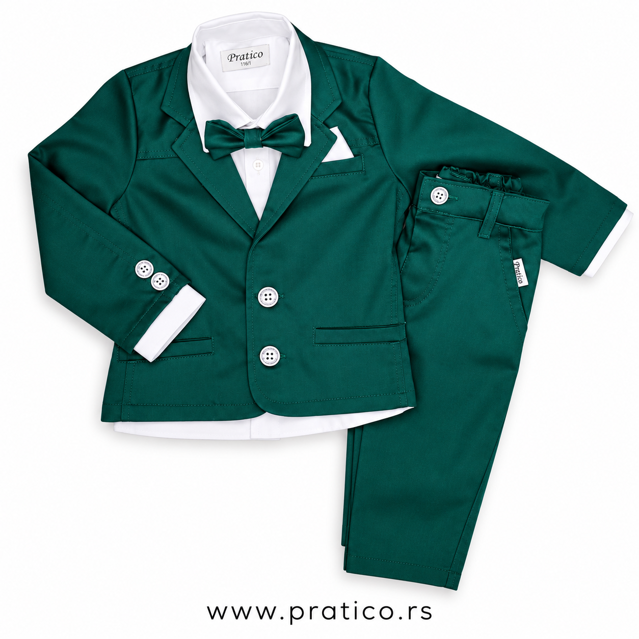 Zeleno/beli elegantni komplet za male dečake