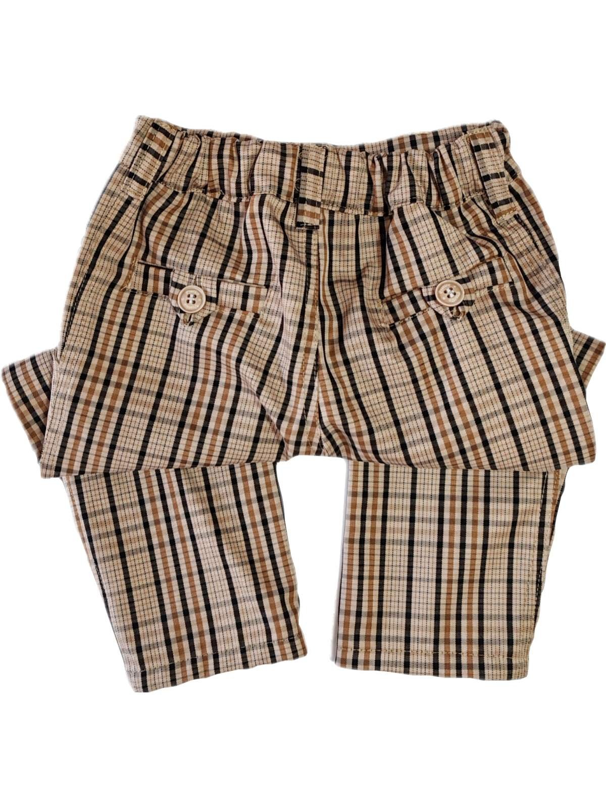 Karirane/braon pantalone za male dečake — slika 2